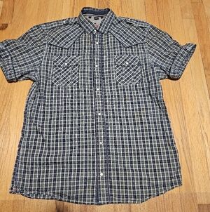 Buffalo David Bitton Navy and Green Plaid Shirt